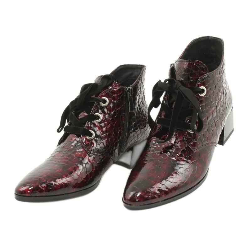 Gamis Botki wężowe lakierowane 4055 czarne czerwone 2