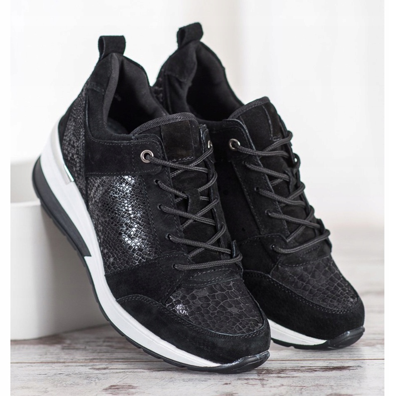 Filippo Czarne Sneakersy Ze Skóry 1