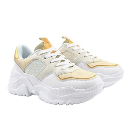 Białe sneakersy sportowe z złotymi wstawkami AB679 3
