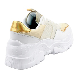 Białe sneakersy sportowe z złotymi wstawkami AB679 4