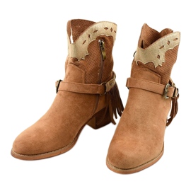 Brązowe zamsz botki na słupku gwiazdka Generational 2