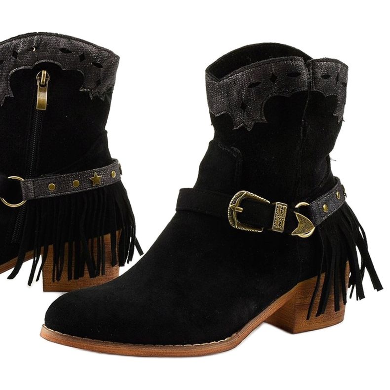 Czarne zamsz botki na słupku gwiazdka Generational 1