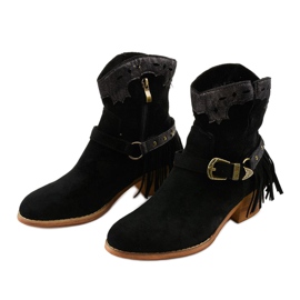 Czarne zamsz botki na słupku gwiazdka Generational 2