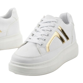 Białe obuwie sportowe sneakersy First złoty 1