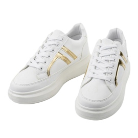 Białe obuwie sportowe sneakersy First złoty 2