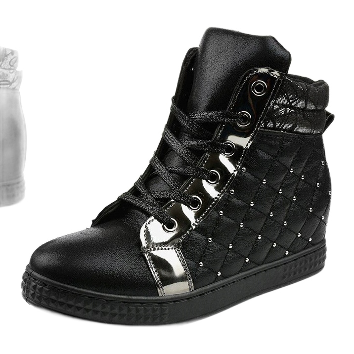 Czarne sneakersy na koturnie R468-2 1