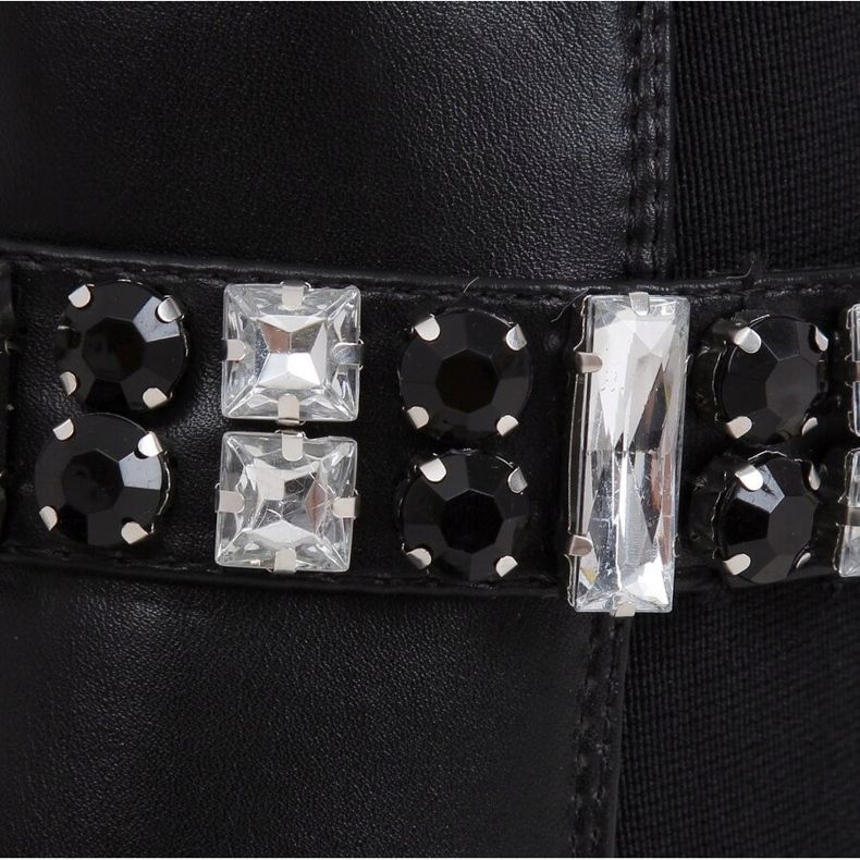 Botki ozdobione kamieniami czarne CH19176 Black 1