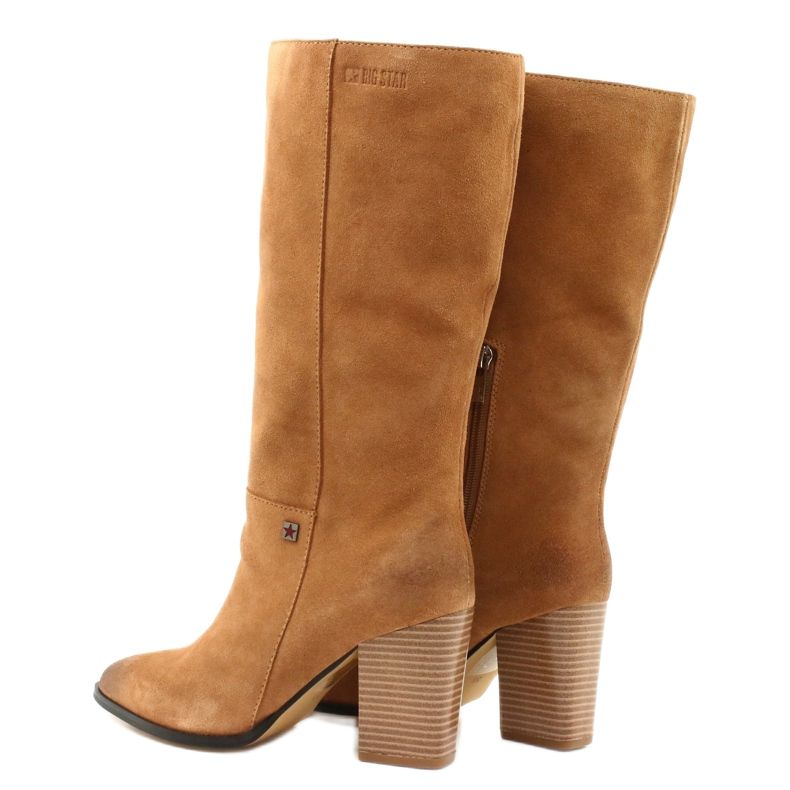 Zamszowe Kowbojki Big Star GG274345 Camel brązowe żółte 3