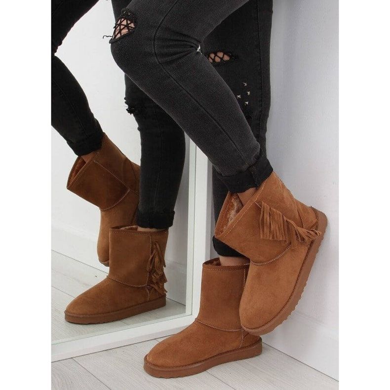 Emusy z frędzlami F382 Camel brązowe 1