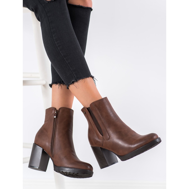 Weide Wygodne Botki Na Słupku brązowe 2