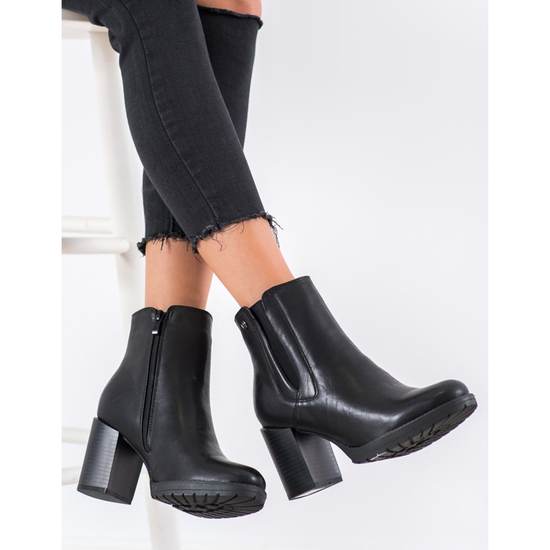 Weide Wygodne Botki Na Słupku czarne 1