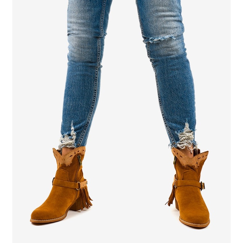 Brązowe zamsz botki na słupku gwiazdka Generational 1