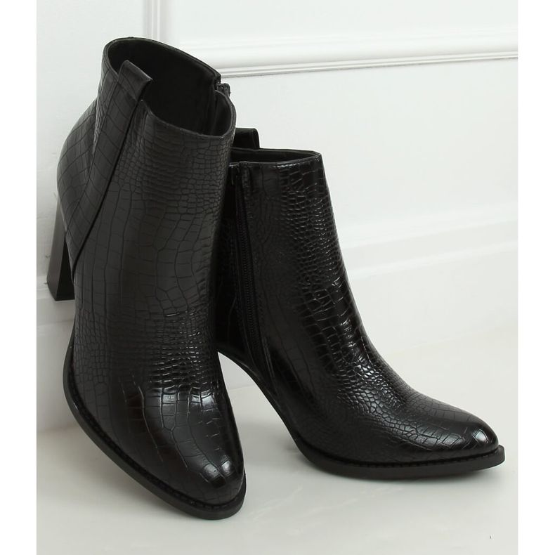 Botki na obcasie wężowe czarne UK10 Black 1