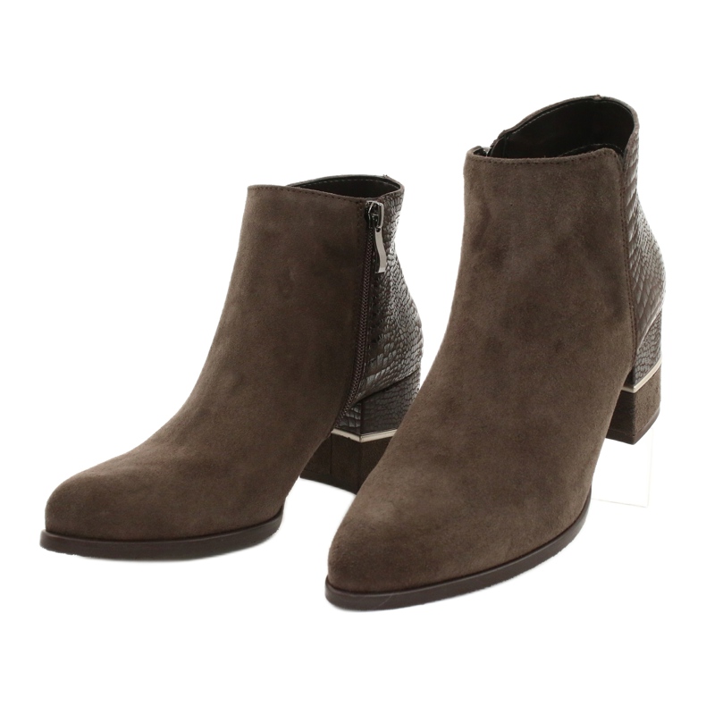 Gamis Damskie stylowe botki zamszowe  4005 brązowe 2