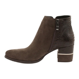 Gamis Damskie stylowe botki zamszowe  4005 brązowe 1