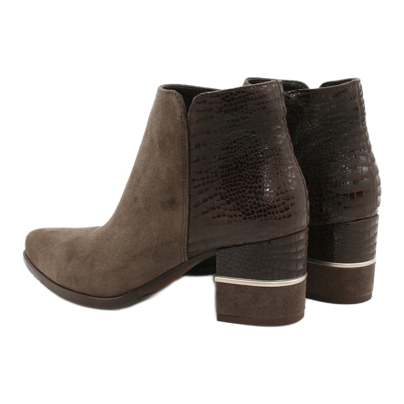 Gamis Damskie stylowe botki zamszowe  4005 brązowe 3