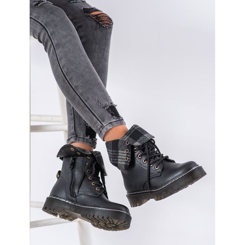 Weide Workery Z Wywijaną Cholewką czarne 1