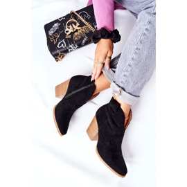 MSMG Damskie Botki Na Słupku Czarne Meronet 1