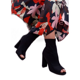 SEA Damskie Botki Na Słupku Lycra Odkryte Palce Czarne First 2