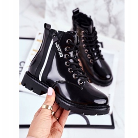 Vinceza Dziecięce Botki Ocieplane z Suwakiem Lakierowane Czarne Falkon 1