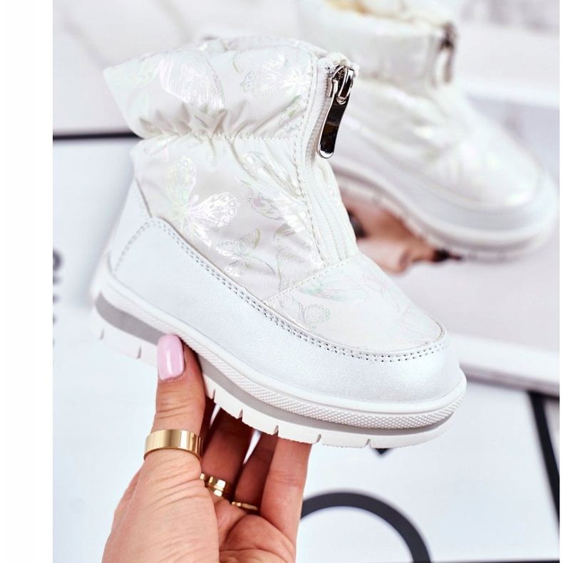 WEESTEP Dziecięce Śniegowce Ocieplane Wełną Białe Bubbles 2