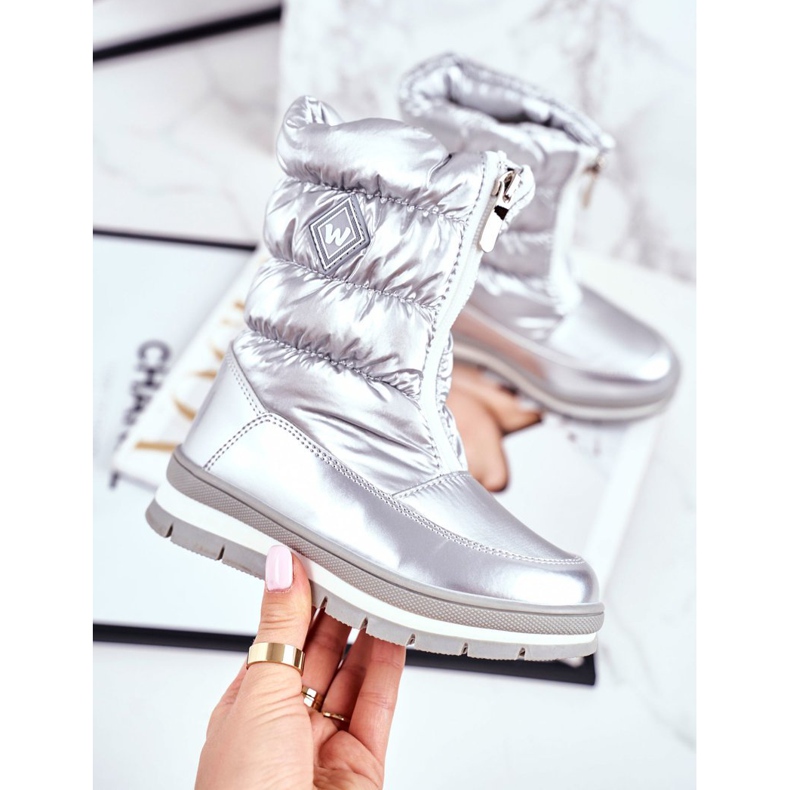 WEESTEP Dziecięce Śniegowce Ocieplane Wełną Srebrne Mumm srebrny 1