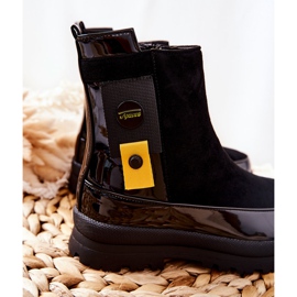 Apawwa Dziecięce Botki Lakierowane Zamszowe Czarne My Lovely 1