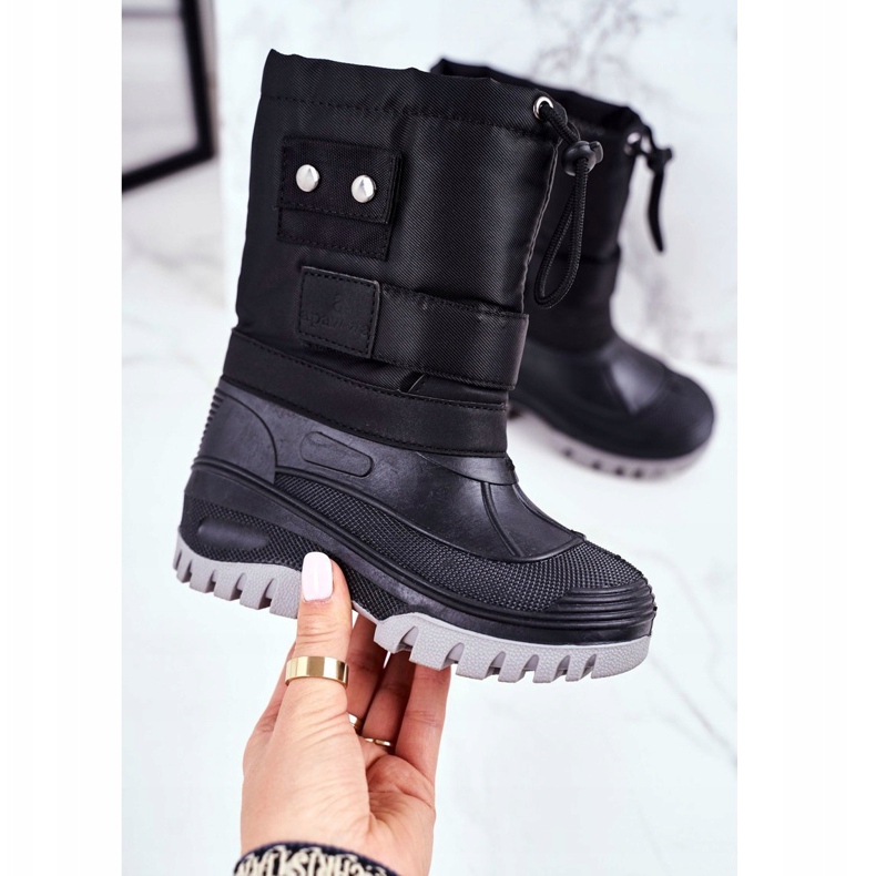 Apawwa Dziecięce Śniegowce Ocieplone Futerkiem Czarne Hot Winter 1