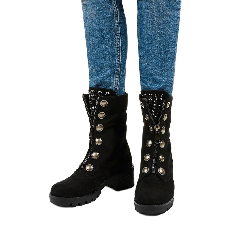 Czarne zamszowe wysokie botki Dalmeny 1