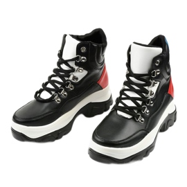 Czarne sneakersy traperki kolorowe Neamelira białe czerwone 3