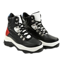 Czarne sneakersy traperki kolorowe Neamelira białe czerwone 2