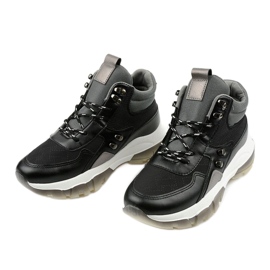 Czarne modne sneakersy sportowe z eko-skóry Donatella szare 2