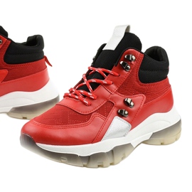 Czerwone modne sneakersy sportowe z eko-skóry Donatella czarne 1