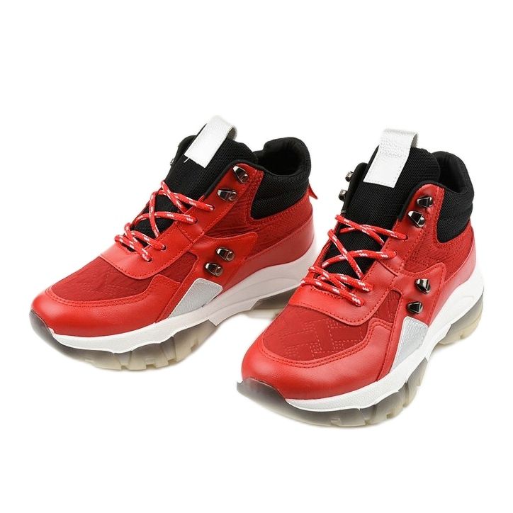 Czerwone modne sneakersy sportowe z eko-skóry Donatella czarne 2