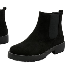 Czarne zamszowe płaskie botki Nahneva 1