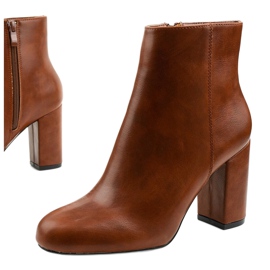 Brązowe botki na słupku z eko-skóry Gawler 1