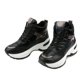 Czarne modne sneakersy sportowe z eko-skóry Daera 2