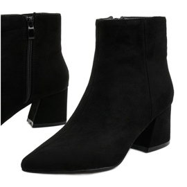 Czarne botki na słupku z eko-zamszu Coradise 1