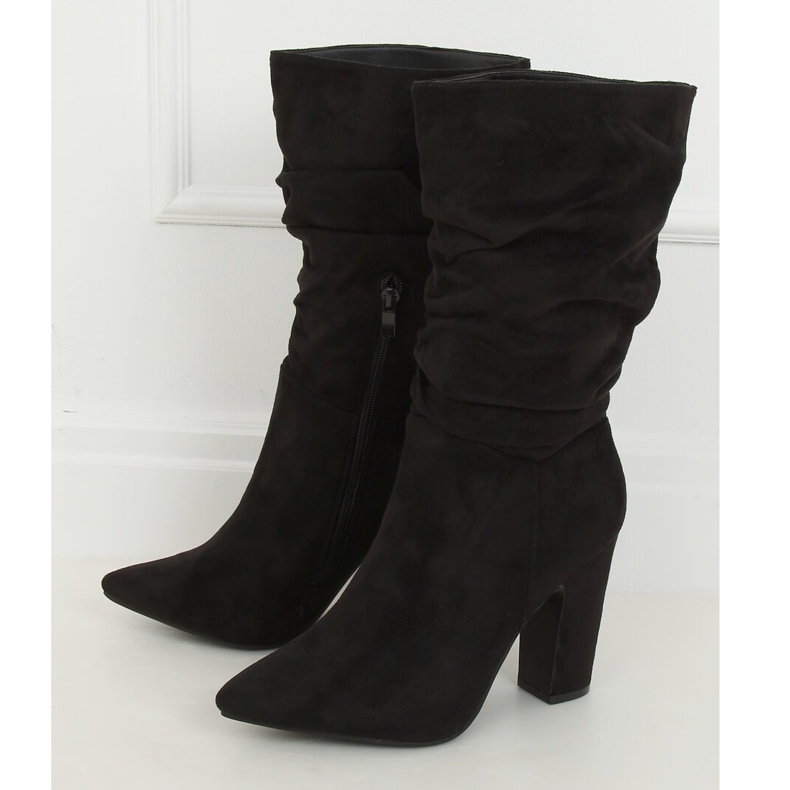 Kozaki na obcasie czarne D7510 Black 1