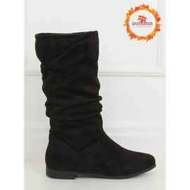 Kozaki damskie płaski obcas czarne J19-92 Black 1