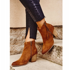 Damskie Botki Na Słupku Big Star Camel GG274364 brązowe wielokolorowe 2