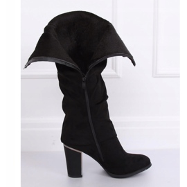 Kozaki na obcasie czarne 1103-GG Black 2