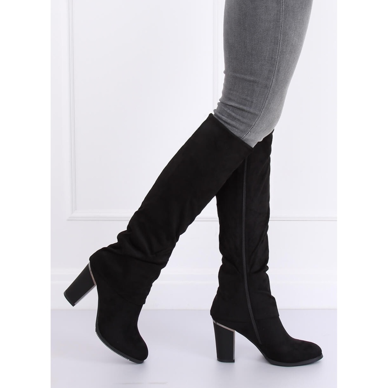 Kozaki na obcasie czarne 1103-GG Black 1