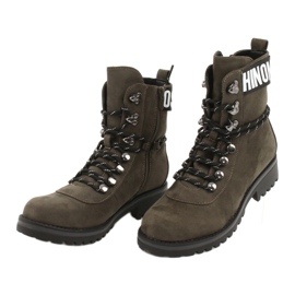 Evento Damskie Botki Timberki Wysokie Khaki 9BT35-1331 Dk.Green czarne 4