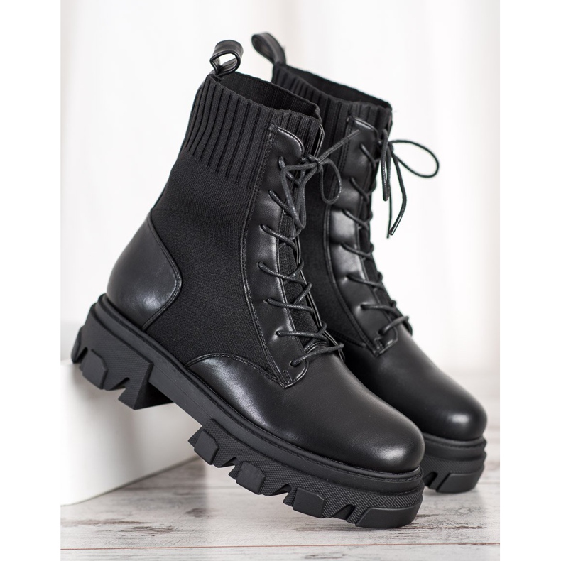 Seastar Modne Workery Na Platformie czarne 2