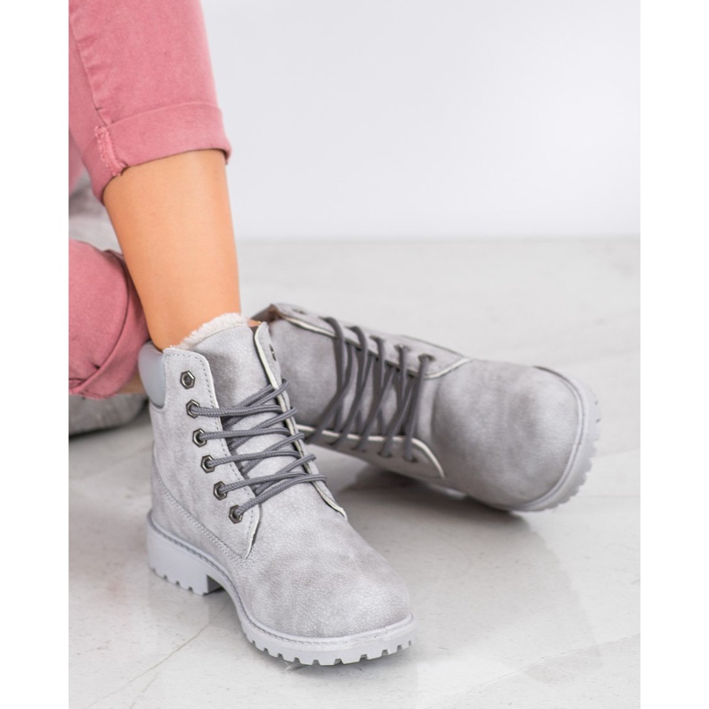 BOSHIMAO Szare Wiązane Traperki 1