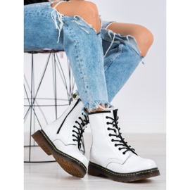 Skórzane Glany Na Suwak MCKEY białe czarne 1