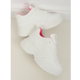 Buty sportowe wysoka podeszwa białe LA78P Fushia różowe 1