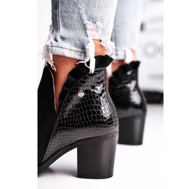 Botki Damskie Na Słupku Skórzane Wiosenne Maciejka Czarne 04833-01 1