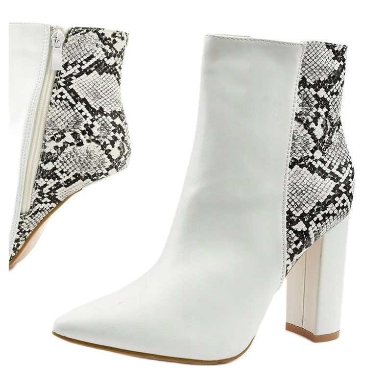 Białe botki na słupku Shyvia 1